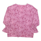 JUICY COUTURE Womens Pink Printed Top Long Sleeve V-Neck Tie Waist L