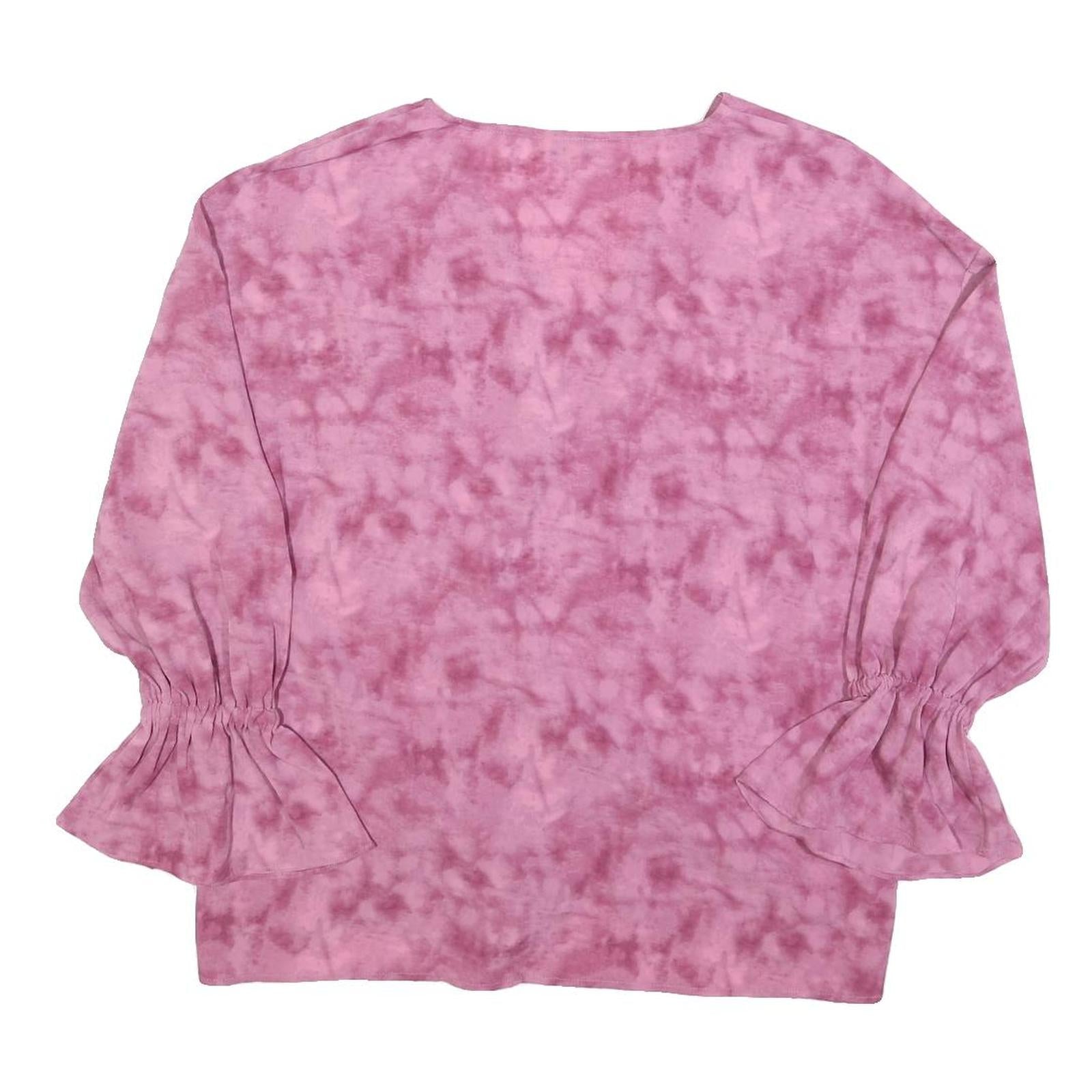 JUICY COUTURE Womens Pink Printed Top Long Sleeve V-Neck Tie Waist L