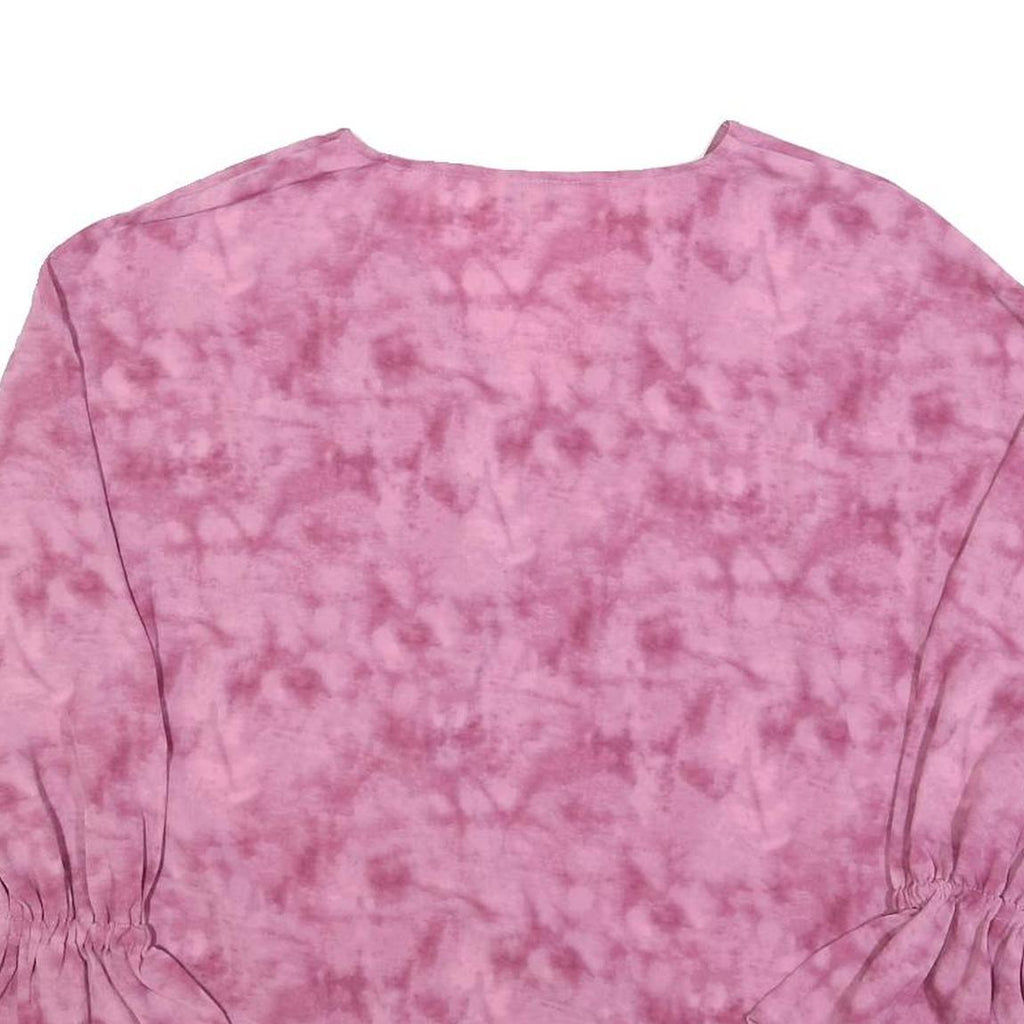 JUICY COUTURE Womens Pink Printed Top Long Sleeve V-Neck Tie Waist L