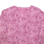 JUICY COUTURE Womens Pink Printed Top Long Sleeve V-Neck Tie Waist L