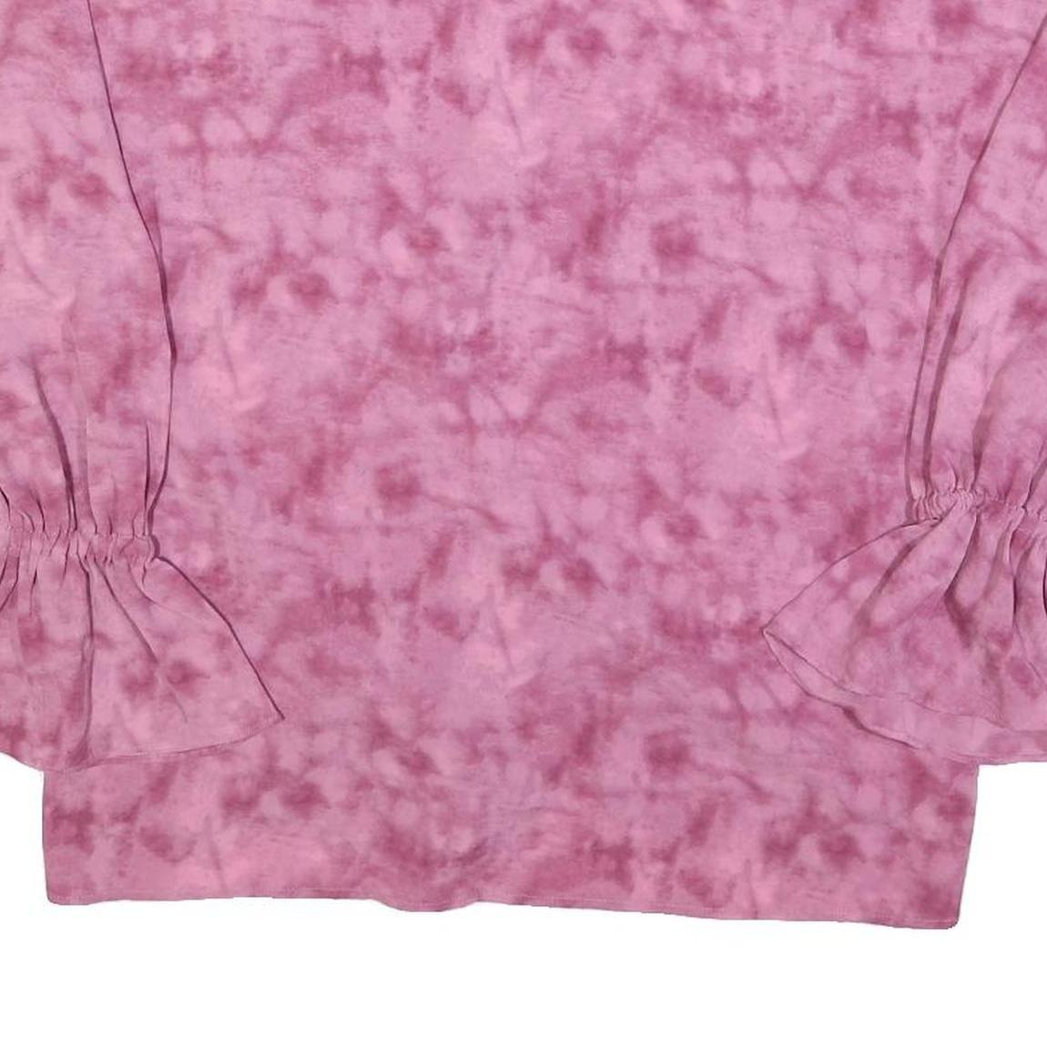 JUICY COUTURE Womens Pink Printed Top Long Sleeve V-Neck Tie Waist L