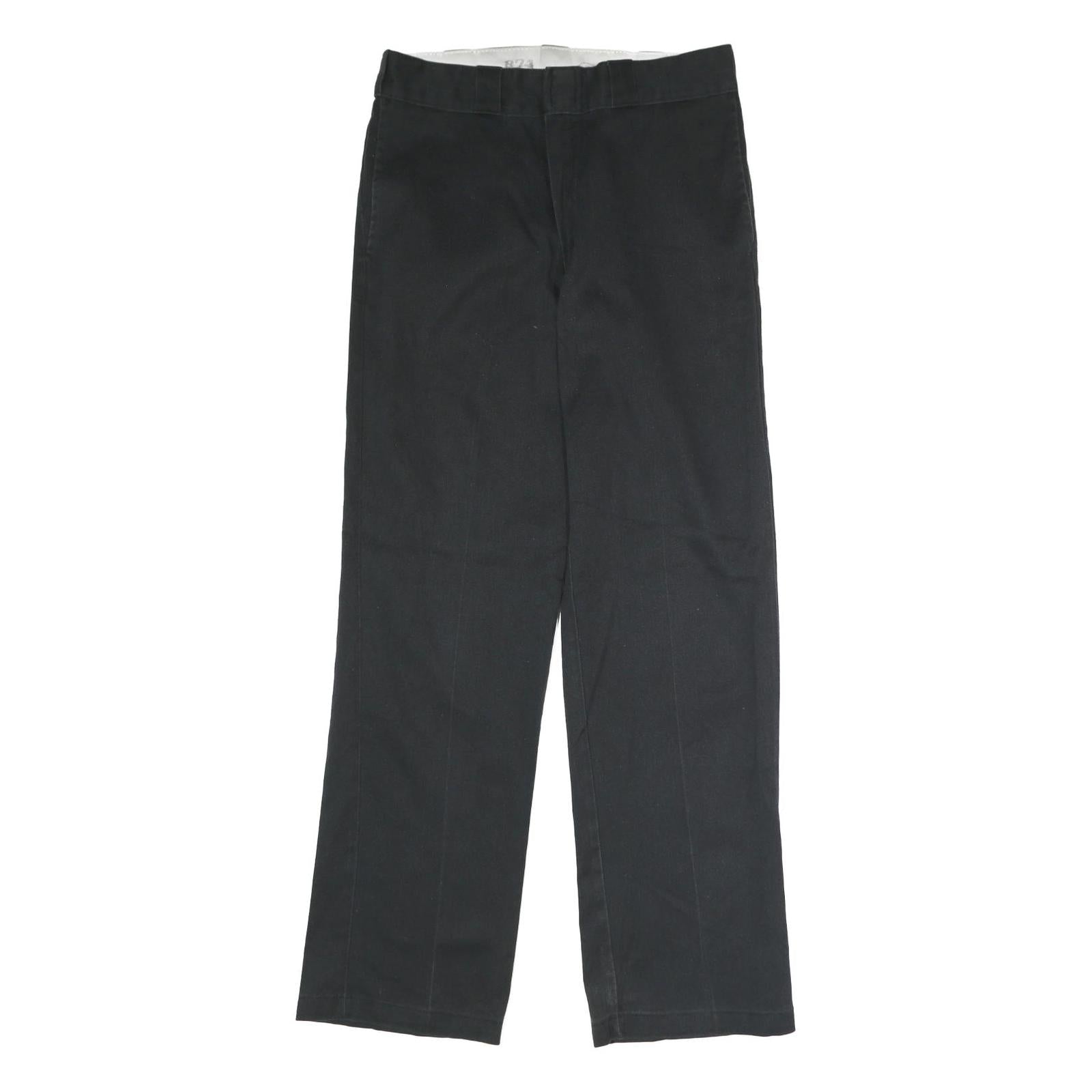 DICKIES Mens Polyester Blend Black Classic Straight Trousers W32 L32 Workwear