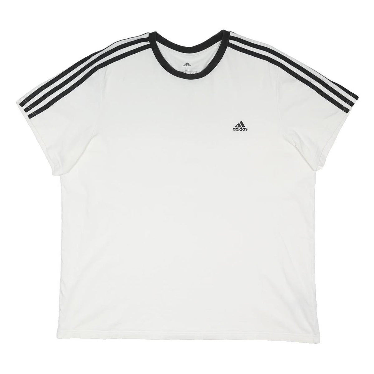 ADIDAS Womens White & Black Classic T-Shirt UK 22 Short Sleeve Crew Neck Sports