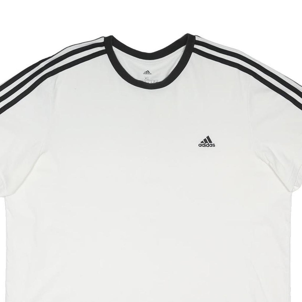 ADIDAS Womens White & Black Classic T-Shirt UK 22 Short Sleeve Crew Neck Sports
