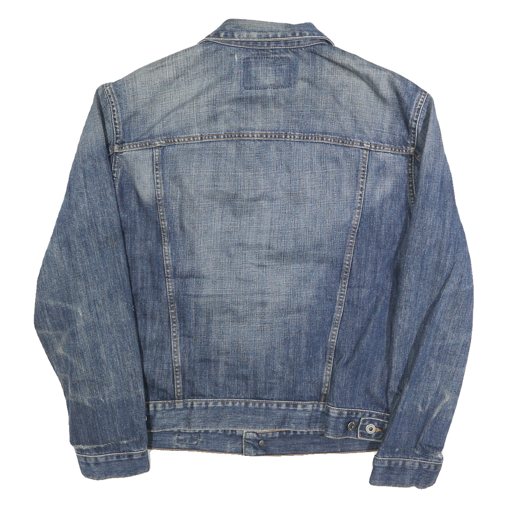 GUESS Mens Blue Denim Jacket M Cotton Button Casual Vintage Distressed