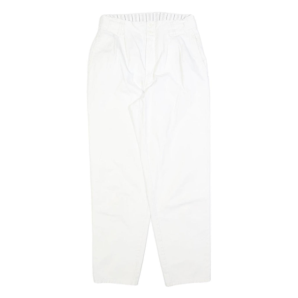 TARAZZIA Womens Cotton Blend White Regular Fit Straight Leg Trousers W28 L28