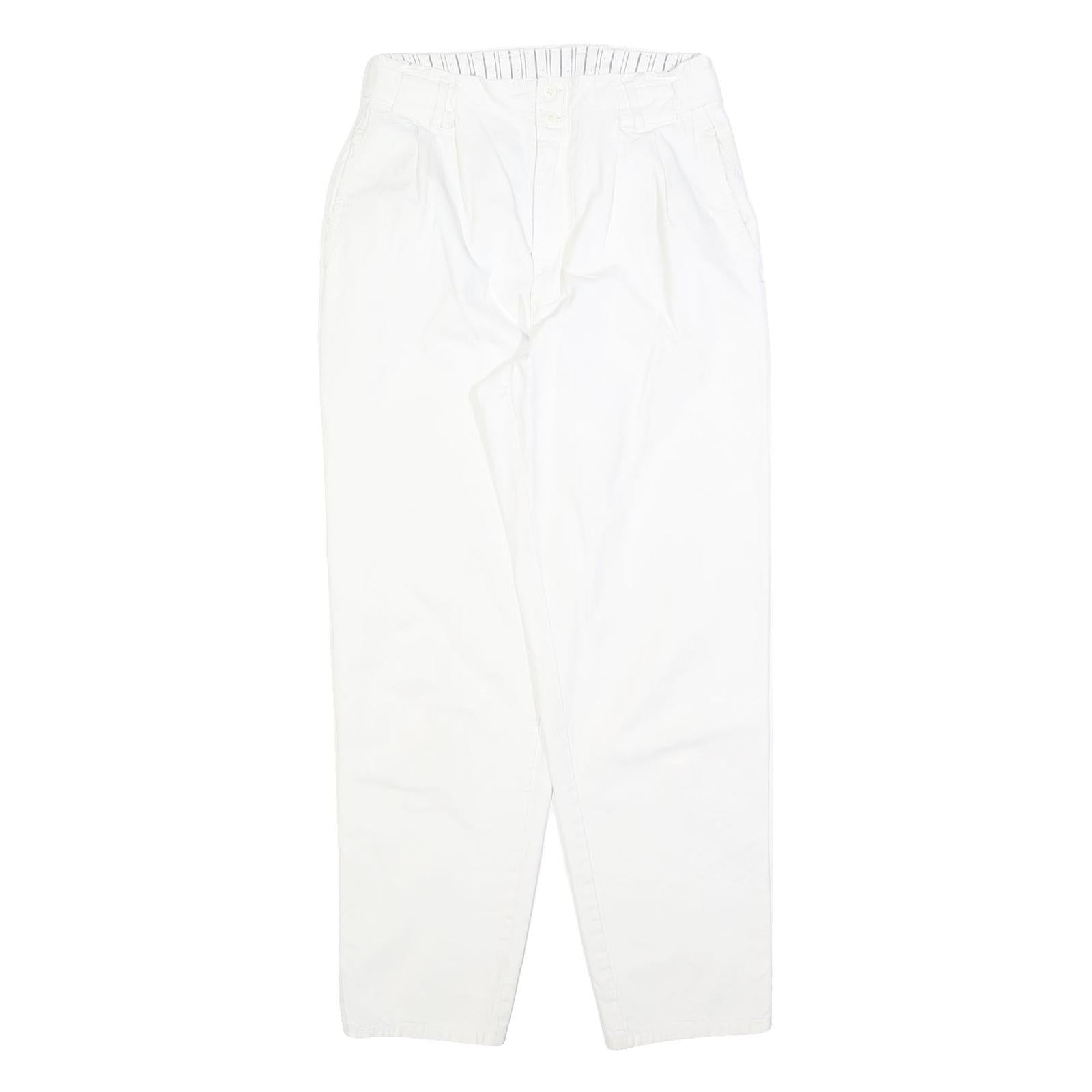 TARAZZIA Womens Cotton Blend White Regular Fit Straight Leg Trousers W28 L28