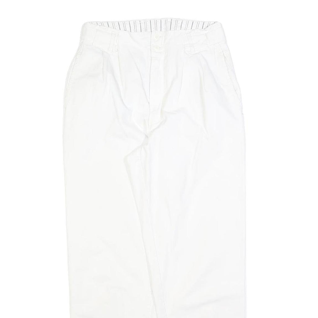 TARAZZIA Womens Cotton Blend White Regular Fit Straight Leg Trousers W28 L28