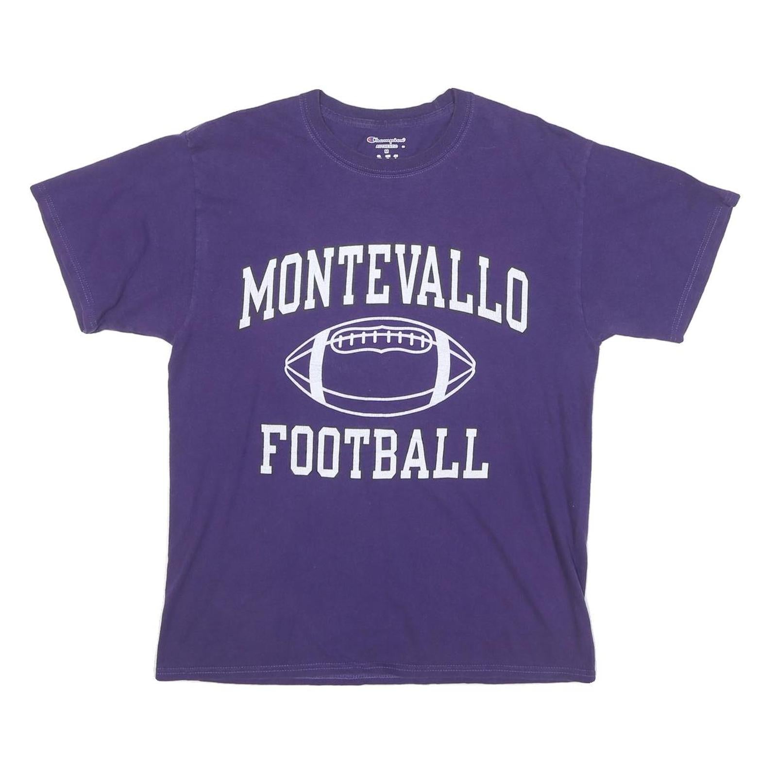 CHAMPION Mens Purple Montevallo Football Graphic T-Shirt M Short Sleeve Crew