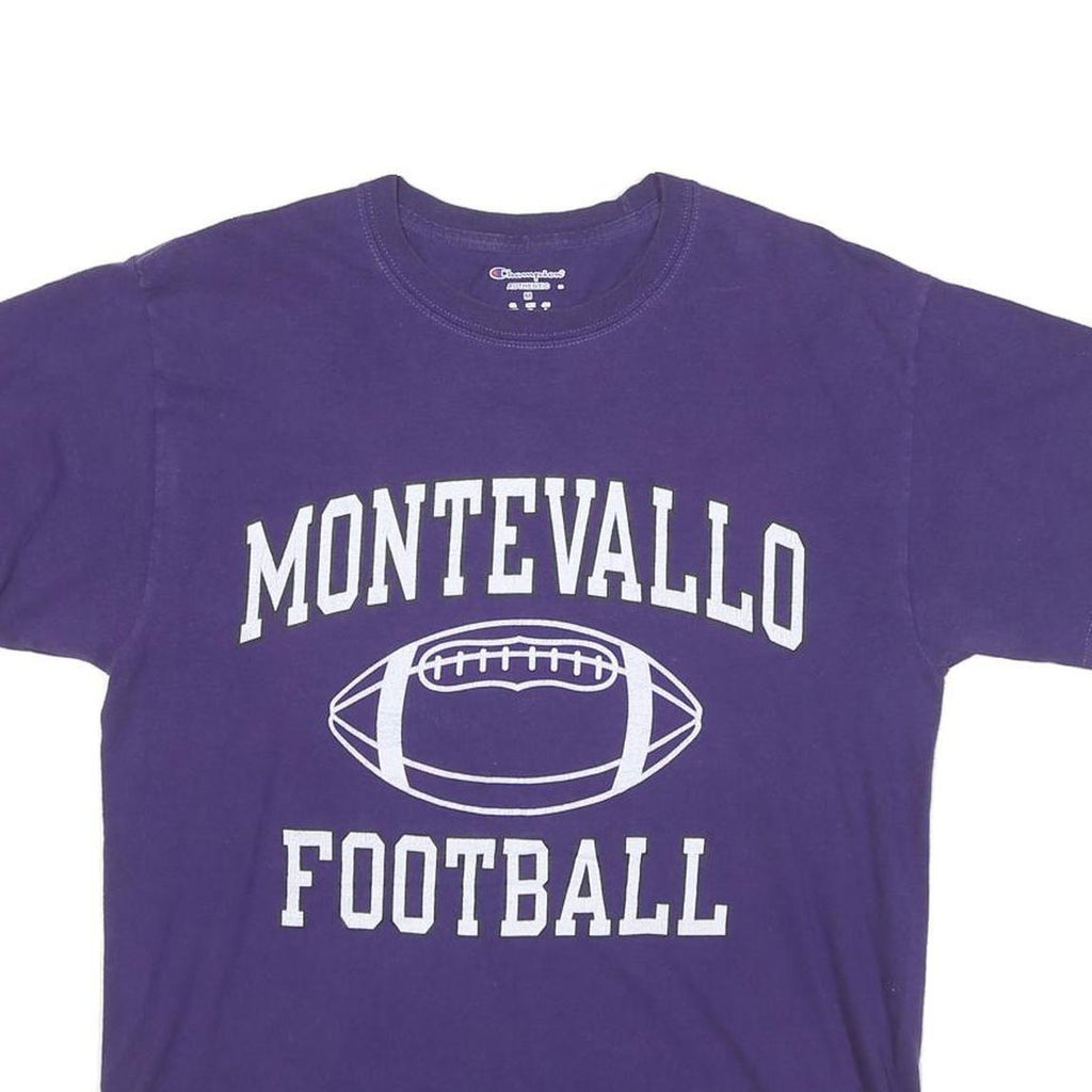 CHAMPION Mens Purple Montevallo Football Graphic T-Shirt M Short Sleeve Crew