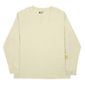 CARHARTT Mens Cream Long Sleeve Crew Neck Cotton Blend T-Shirt L Logo Print