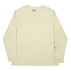 CARHARTT Mens Cream Long Sleeve Crew Neck Cotton Blend T-Shirt L Logo Print