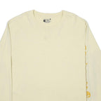 CARHARTT Mens Cream Long Sleeve Crew Neck Cotton Blend T-Shirt L Logo Print