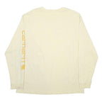 CARHARTT Mens Cream Long Sleeve Crew Neck Cotton Blend T-Shirt L Logo Print
