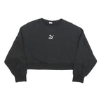 PUMA Womens Black Crew Neck M Cropped Sweatshirt Casual Sportswear