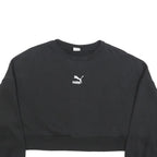 PUMA Womens Black Crew Neck M Cropped Sweatshirt Casual Sportswear