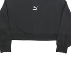 PUMA Womens Black Crew Neck M Cropped Sweatshirt Casual Sportswear