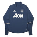 ADIDAS Mens Blue Manchester United Football Shirt M Long Sleeve Mock Neck