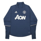 ADIDAS Mens Blue Manchester United Football Shirt M Long Sleeve Mock Neck