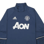 ADIDAS Mens Blue Manchester United Football Shirt M Long Sleeve Mock Neck