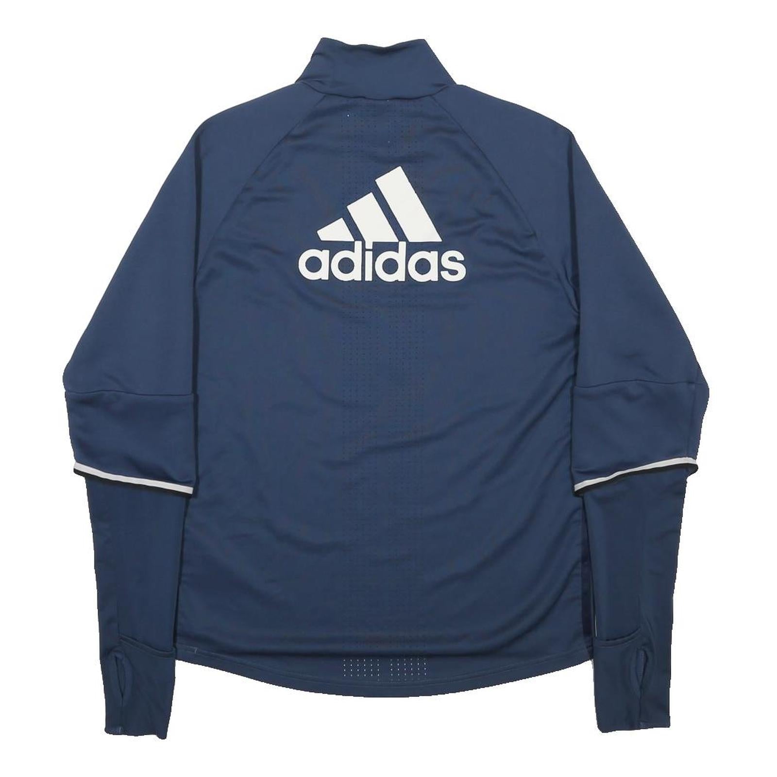 ADIDAS Mens Blue Manchester United Football Shirt M Long Sleeve Mock Neck