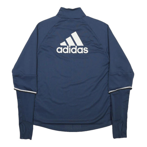 ADIDAS Mens Blue Manchester United Football Shirt M Long Sleeve Mock Neck