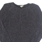 LINEA Glitter Womens Blouse Black Long Sleeve Nylon L
