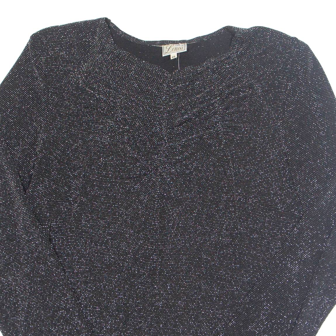 LINEA Glitter Womens Blouse Black Long Sleeve Nylon L