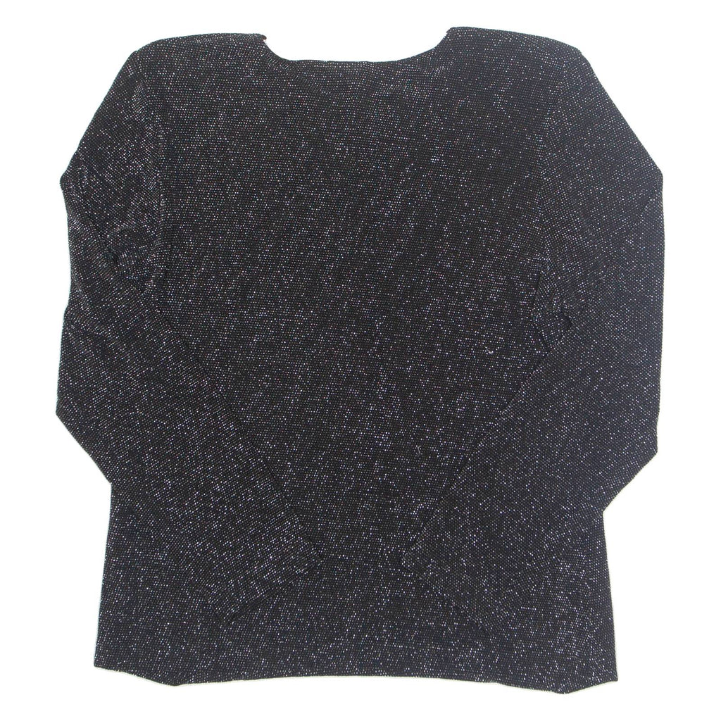 LINEA Glitter Womens Blouse Black Long Sleeve Nylon L