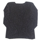 LINEA Glitter Womens Blouse Black Long Sleeve Nylon L