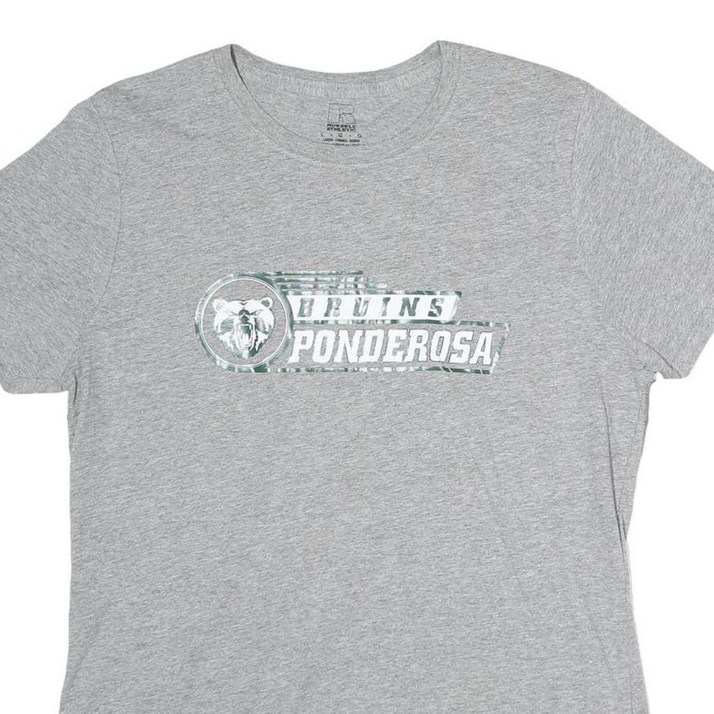 RUSSELL ATHLETIC Womens Grey Bruins Ponderosa Graphic T-Shirt L Short Sleeve