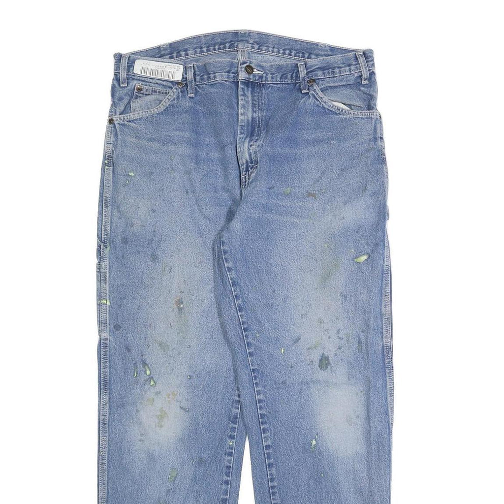 DICKIES Mens Blue Relaxed Straight Denim Cotton Blend Light W34 L32 Workwear