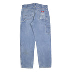 DICKIES Mens Blue Relaxed Straight Denim Cotton Blend Light W34 L32 Workwear