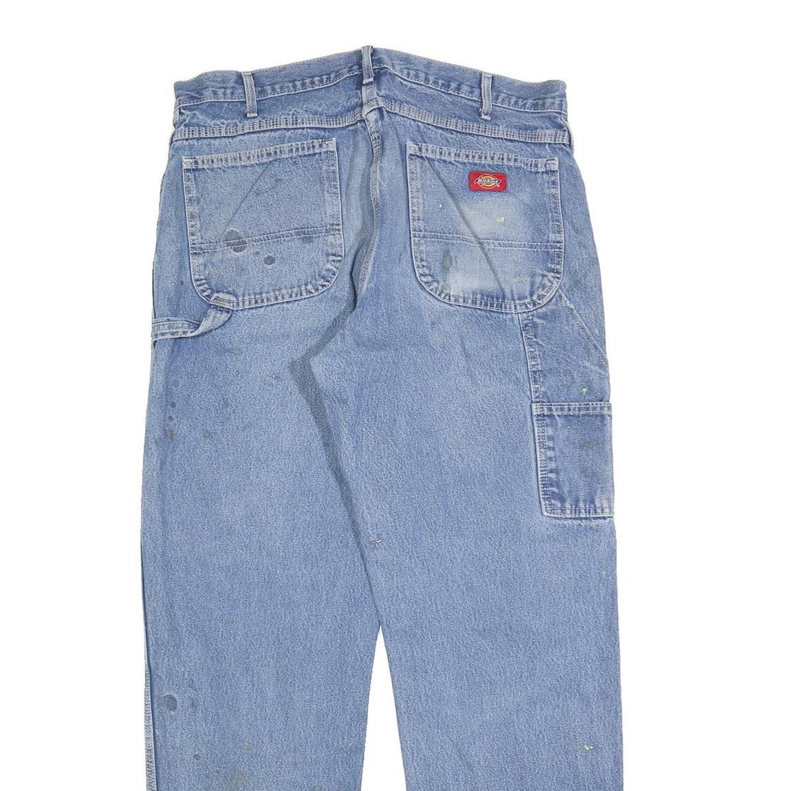 DICKIES Mens Blue Relaxed Straight Denim Cotton Blend Light W34 L32 Workwear