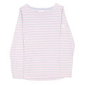 JOULES Womens Pink & Light Blue Striped Basic Top Long Sleeve Boat Neck UK 10