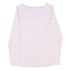 JOULES Womens Pink & Light Blue Striped Basic Top Long Sleeve Boat Neck UK 10