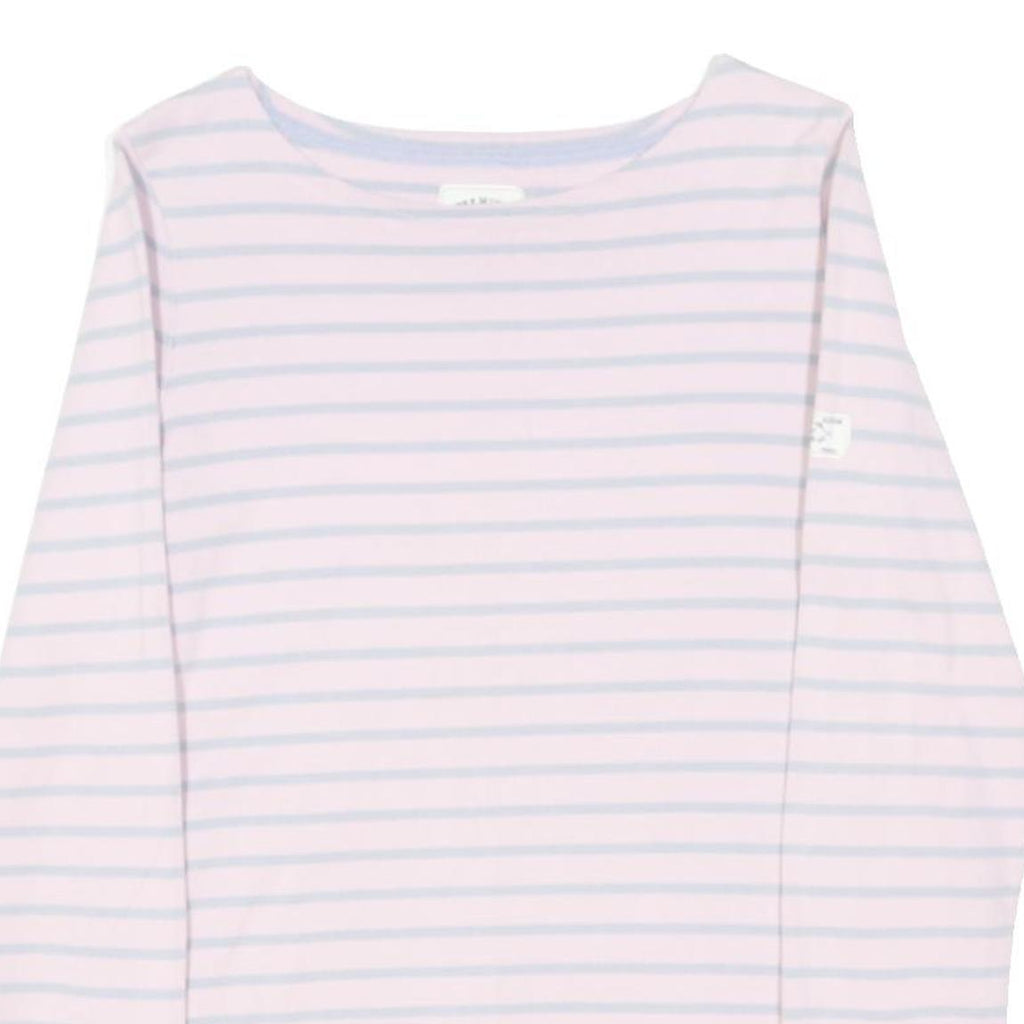 JOULES Womens Pink & Light Blue Striped Basic Top Long Sleeve Boat Neck UK 10