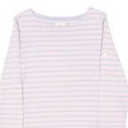 JOULES Womens Pink & Light Blue Striped Basic Top Long Sleeve Boat Neck UK 10