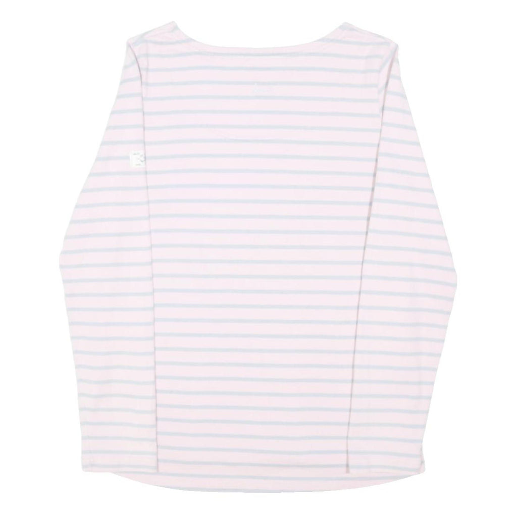 JOULES Womens Pink & Light Blue Striped Basic Top Long Sleeve Boat Neck UK 10