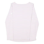 JOULES Womens Pink & Light Blue Striped Basic Top Long Sleeve Boat Neck UK 10