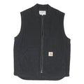 CARHARTT Mens Black Workwear Cotton Blend Vest Jacket L Plain Zip Front Pockets