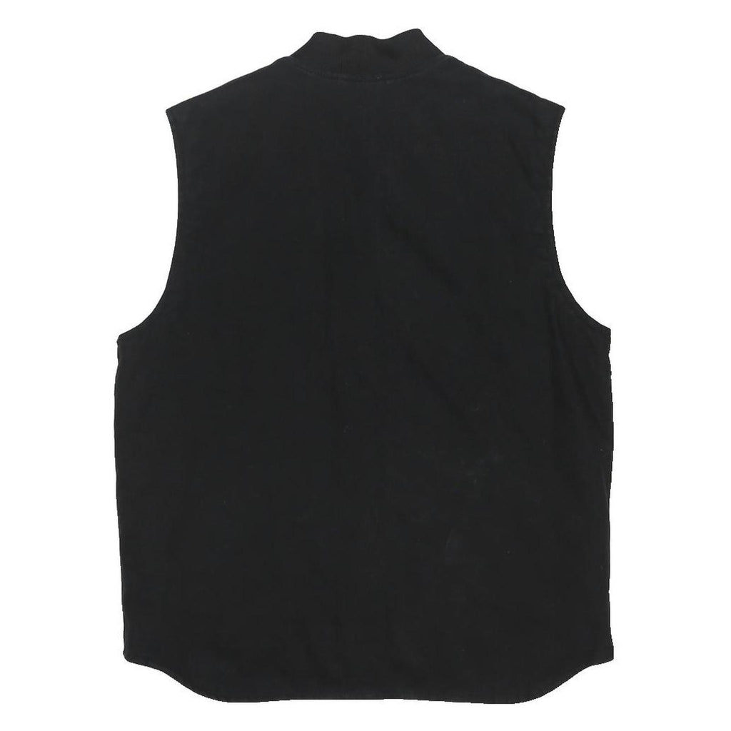 CARHARTT Mens Black Workwear Cotton Blend Vest Jacket L Plain Zip Front Pockets