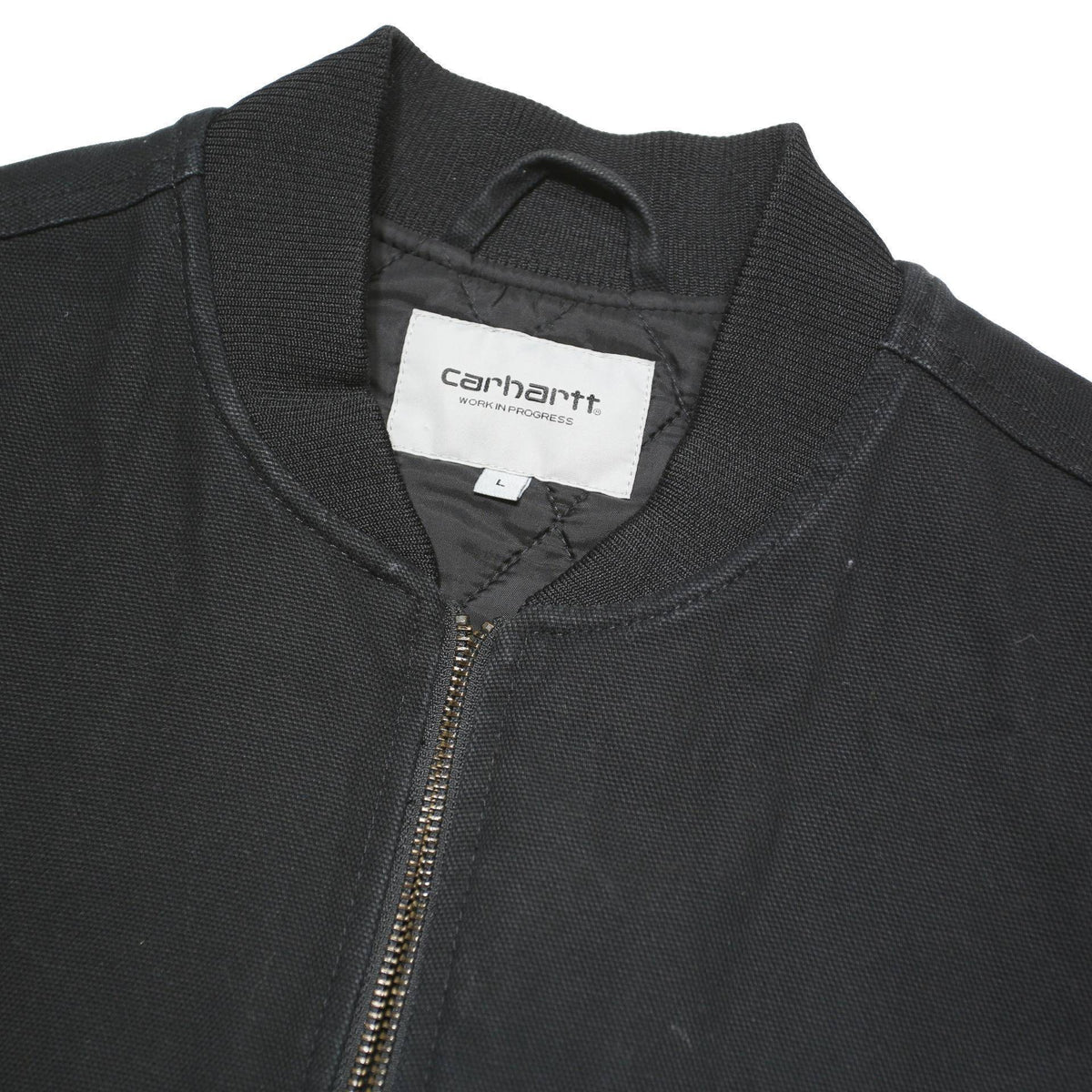CARHARTT Mens Black Workwear Cotton Blend Vest Jacket L Plain Zip Front Pockets