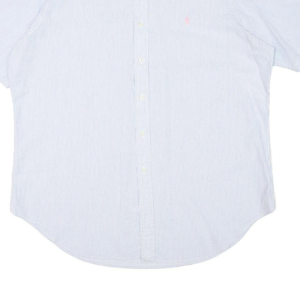 RALPH LAUREN Mens Blue White Stripe Classic Fit Shirt XL Button-Down Short
