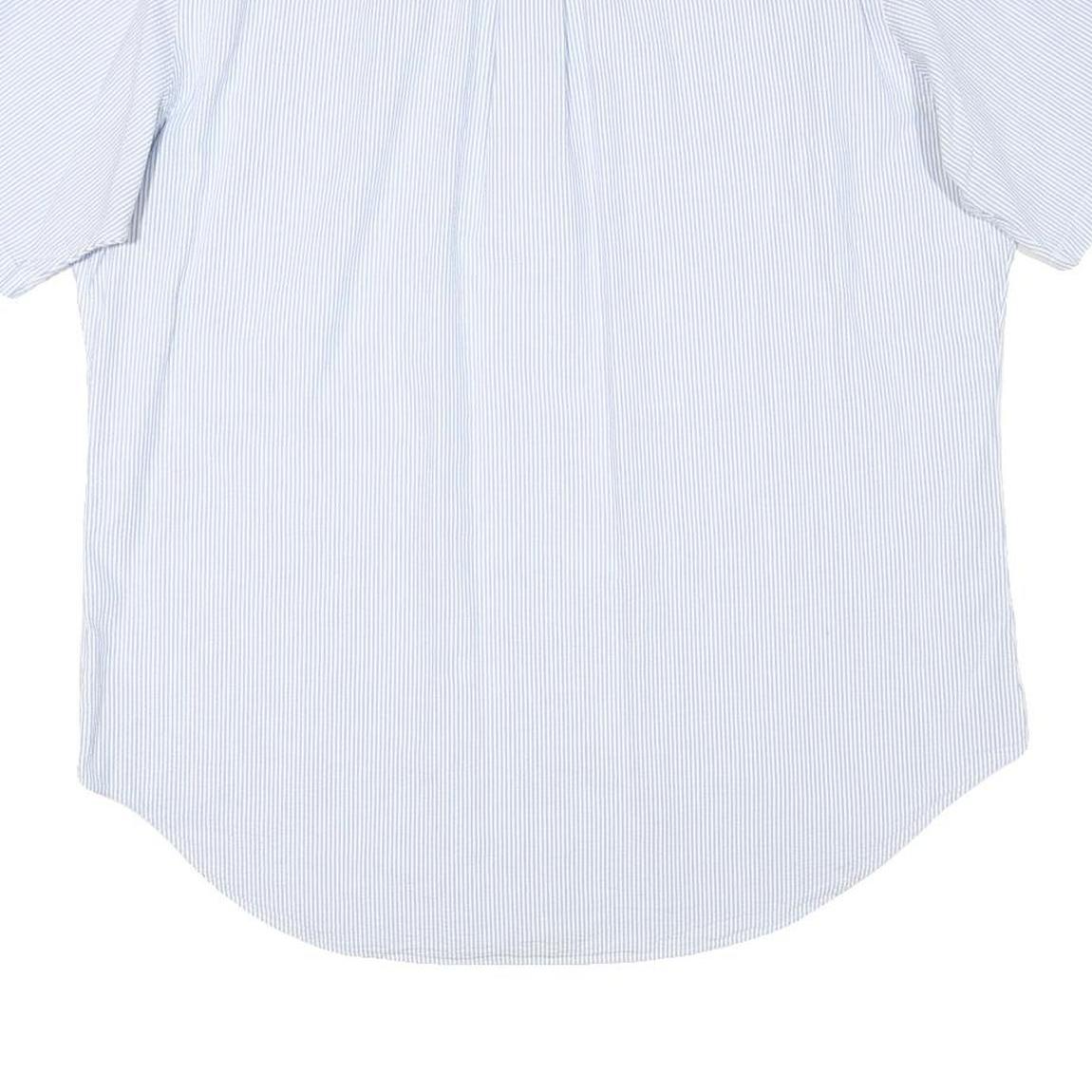 RALPH LAUREN Mens Blue White Stripe Classic Fit Shirt XL Button-Down Short