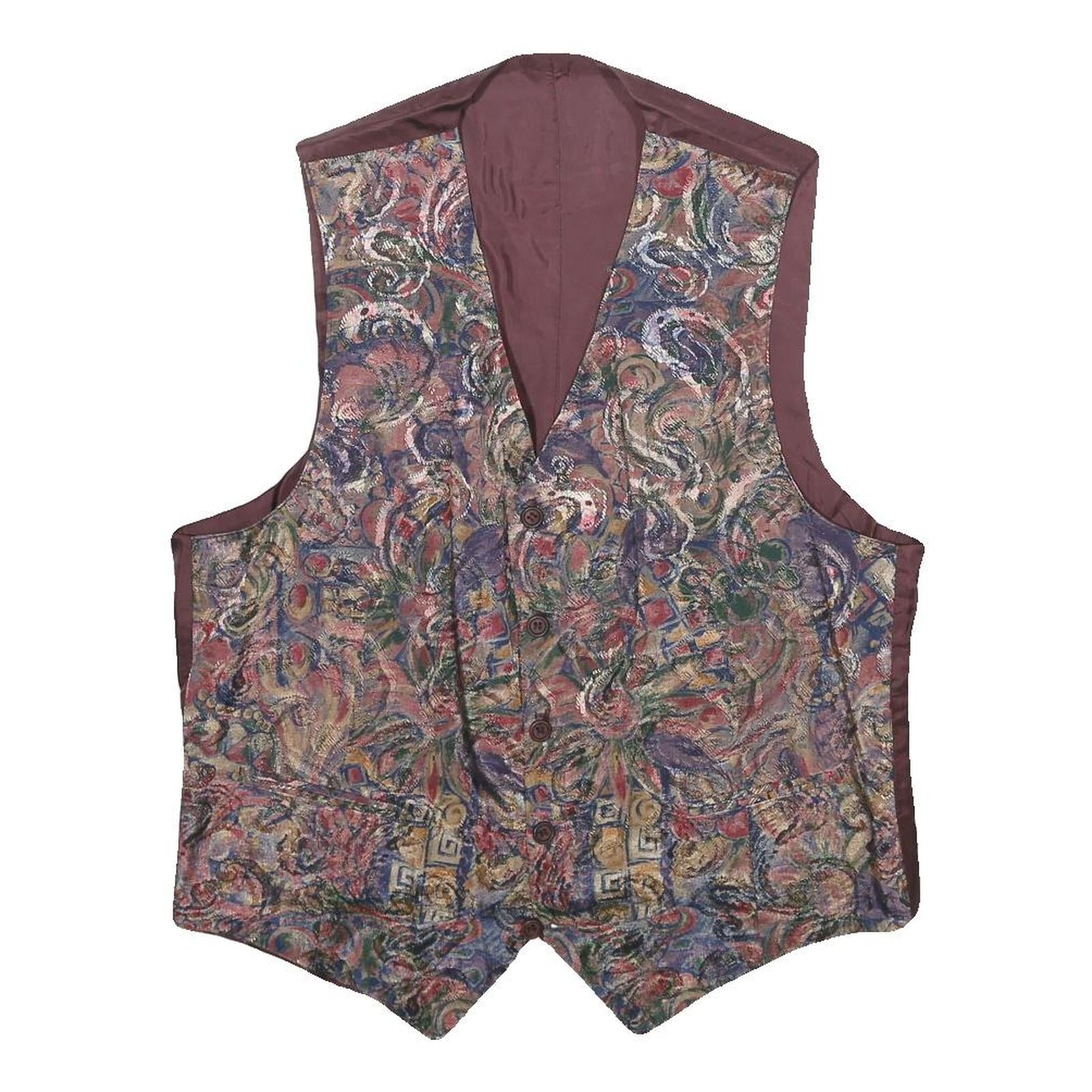 NEW FAST Mens Multicoloured Abstract Pattern Button Viscose Jacket S