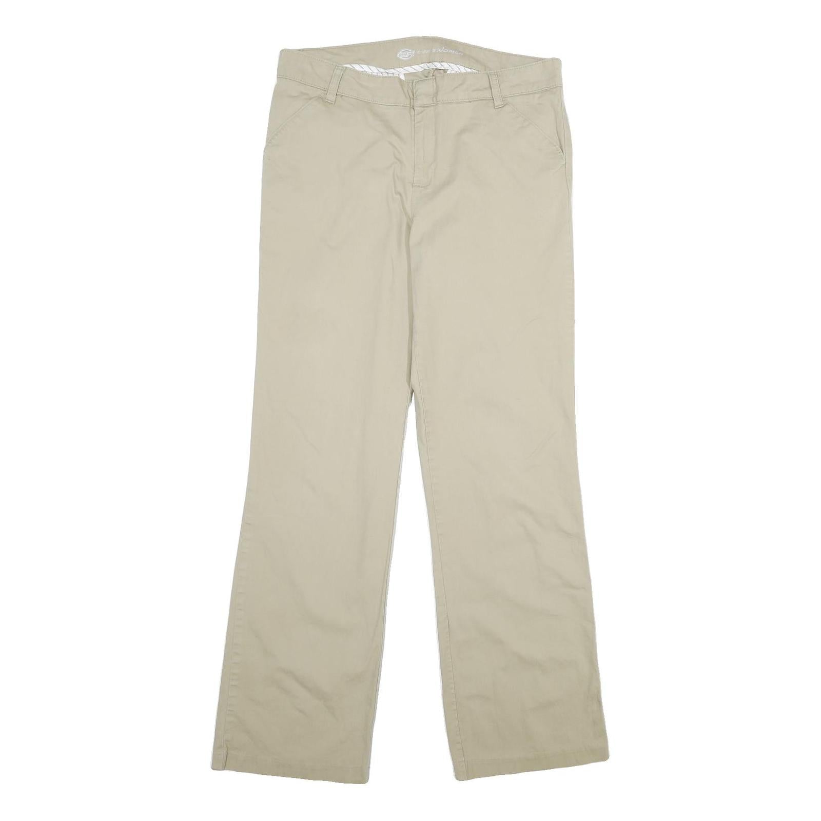 DICKIES Womens Relaxed Beige Cotton Blend Zip Trousers W32 L33 Casual Workwear