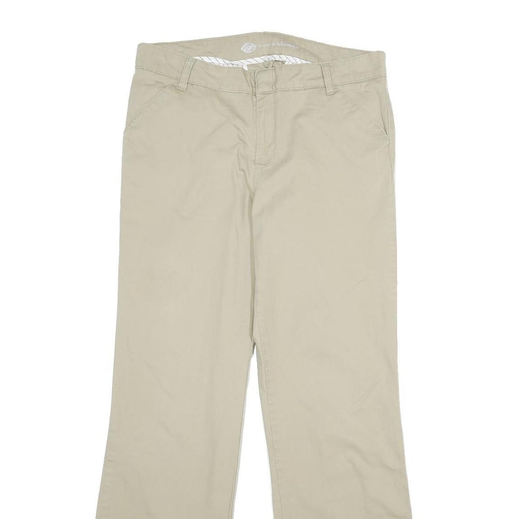 DICKIES Womens Relaxed Beige Cotton Blend Zip Trousers W32 L33 Casual Workwear