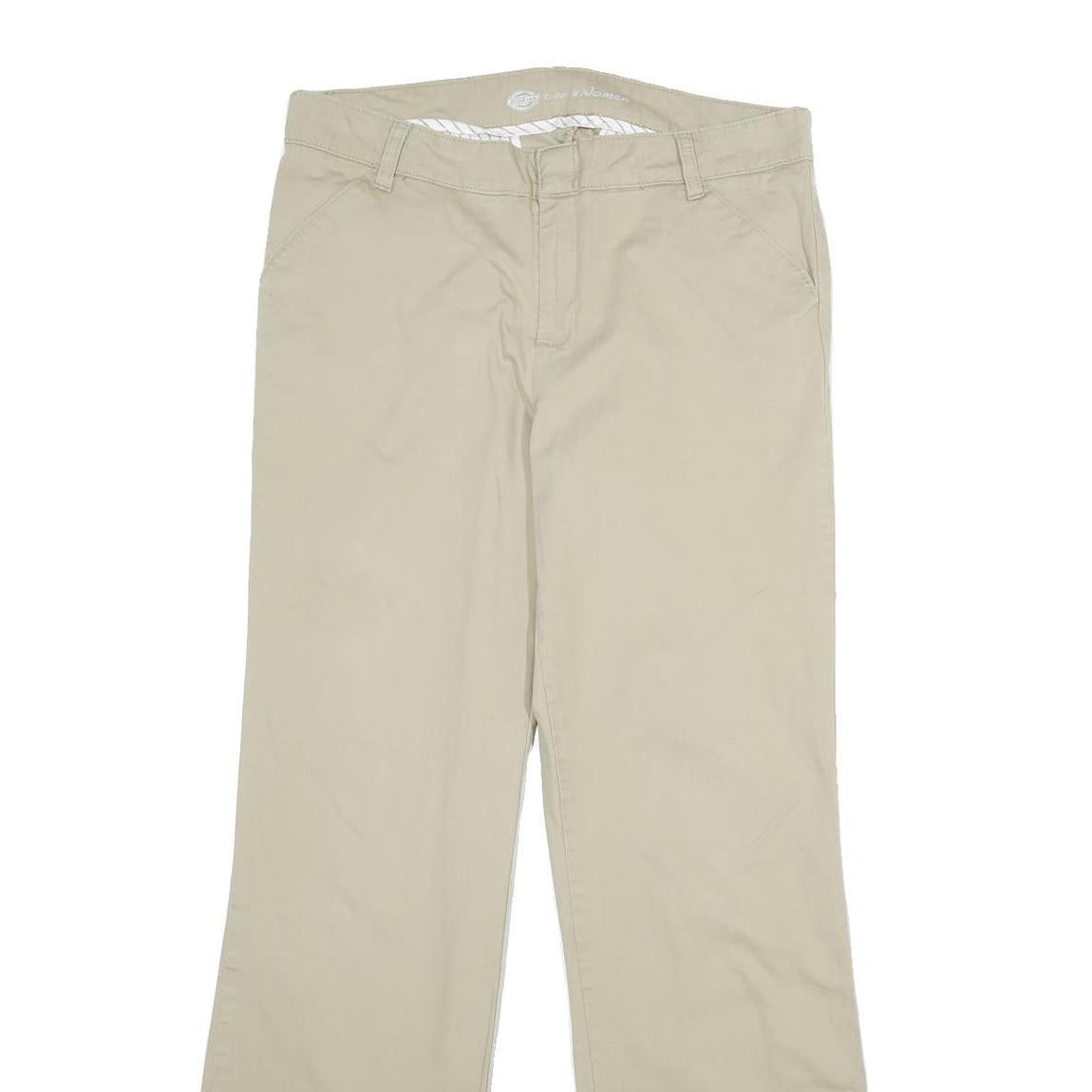 DICKIES Womens Relaxed Beige Cotton Blend Zip Trousers W32 L33 Casual Workwear