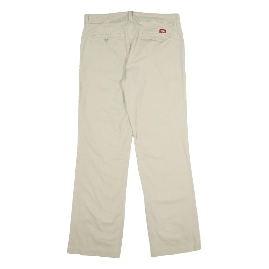 DICKIES Womens Relaxed Beige Cotton Blend Zip Trousers W32 L33 Casual Workwear
